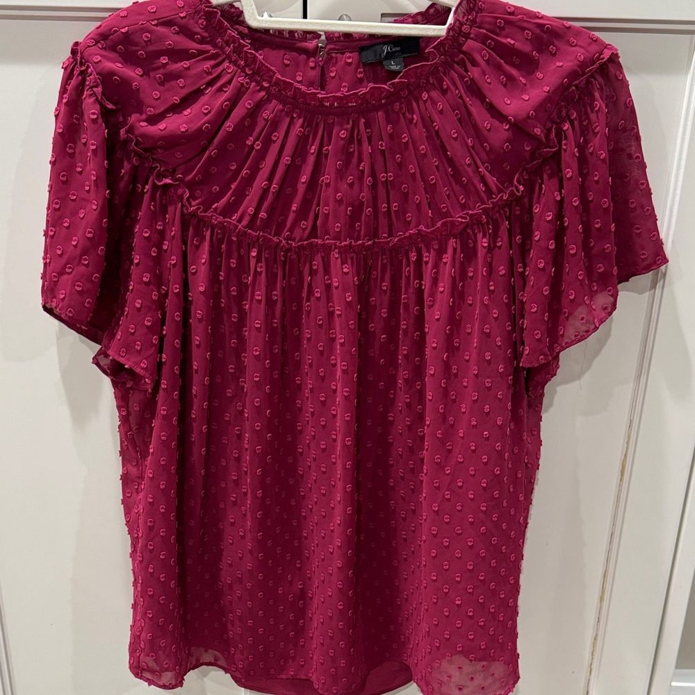 J. Crew Rich Pink Textured Blouse